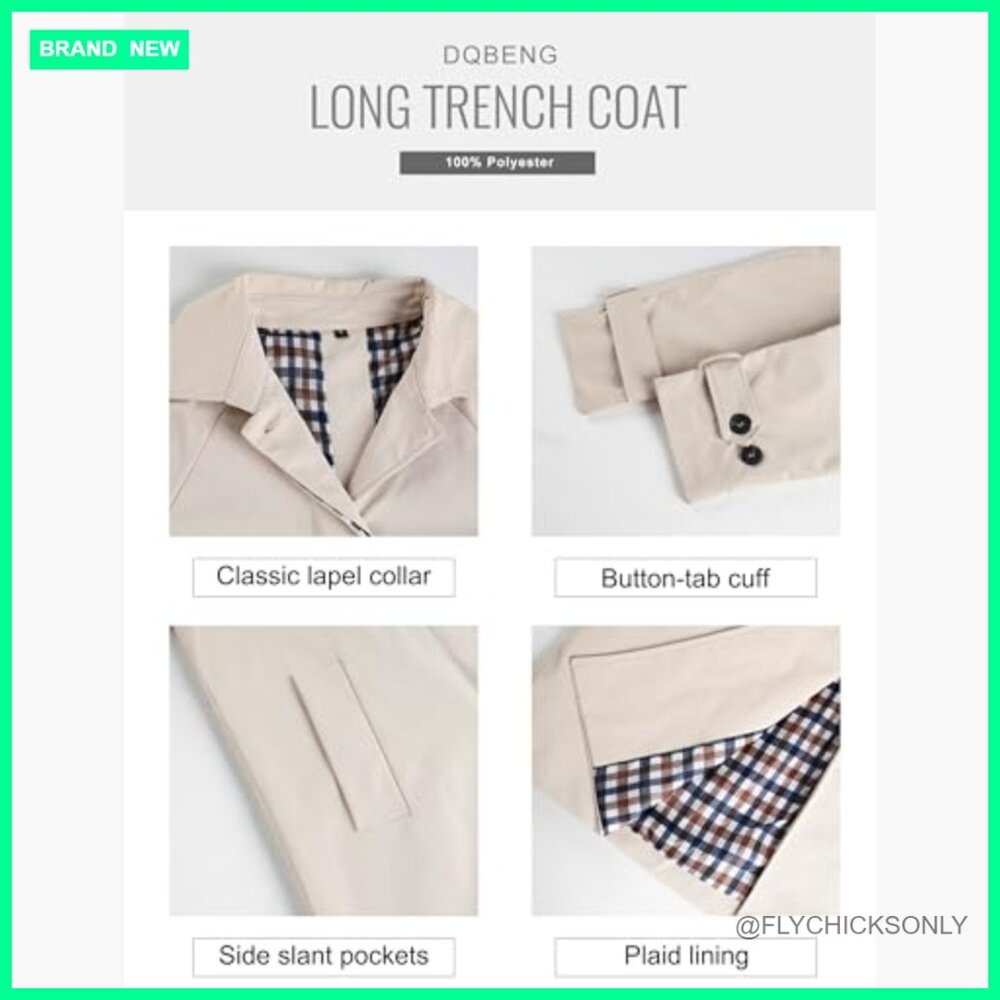 Lightweight Polyester Trench Coat Single Breasted… - image 6
